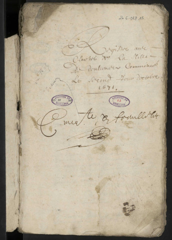 Doullens. Délibérations de l'échevinage