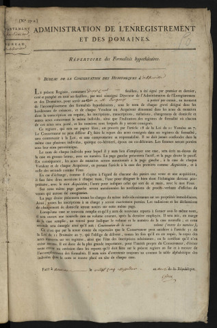 Répertoire des formalités hypothécaires, du 2 pluviôse an XIII au 26 prairial an XIII, registre n° 050 (Abbeville)