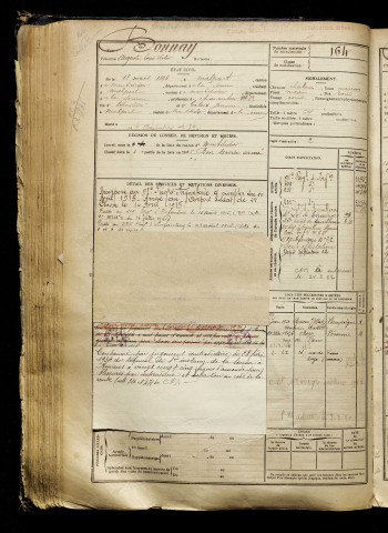 Bonnay, Auguste Louis Victor, né le 13 mars 1896 à Malpart (Somme), classe 1916, matricule n° 164, Bureau de recrutement de Péronne