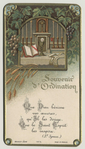 Souvenir d'Ordination. Un autel