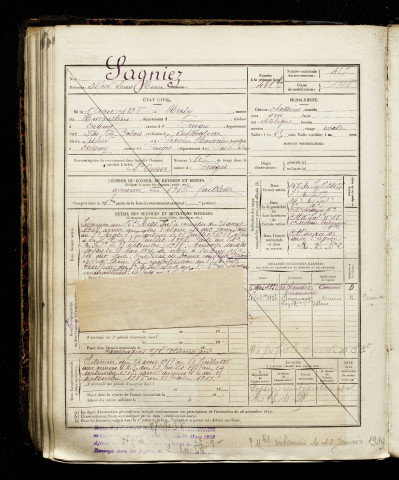 Sagniez, Alfred Louis Henri, né le 01 avril 1898 à Herly (Pas-de-Calais), classe 1918, matricule n° 457, Bureau de recrutement d'Amiens