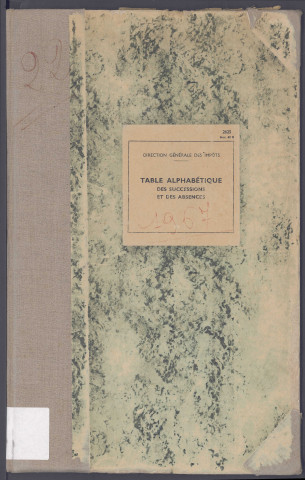 Table des successions et absences du bureau de Montdidier