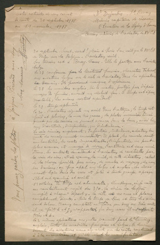 Témoignage de Dujardin, Louis (Médecin de l'aviation) et correspondance avec Jacques Péricard