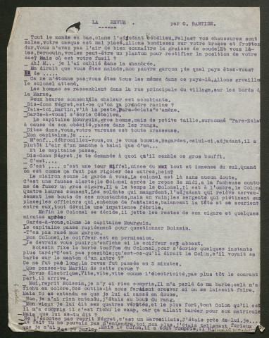 Témoignage de Bastide, G. et correspondance avec Jacques Péricard