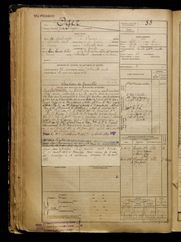 Oger, Marcel Gaston Eugène, né le 24 avril 1901 à Caours (Somme), classe 1921, matricule n° 88, Bureau de recrutement d'Abbeville