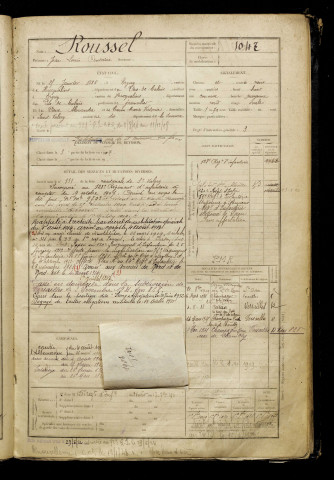 Roussel, Jean Louis Antoine, né le 25 janvier 1886 à Ergny (Pas-de-Calais), classe 1906, matricule n° 1047, Bureau de recrutement d'Abbeville