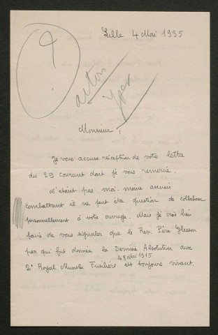 Témoignage de Deschamps, Jean et correspondance avec Jacques Péricard