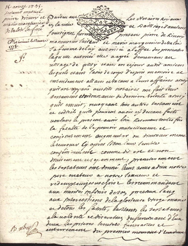 Etude de Me Jacques Scribe à Amiens (étude n°6). Minutes de l'année 1735