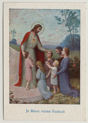 Je bénis votre famille. Le Christ bénissant une famille