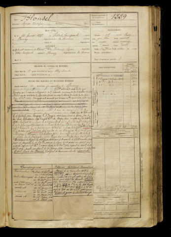 Blondel, Moïse Arthur, né le 26 février 1888 à Villers-Campsart (Somme), classe 1908, matricule n° 1229, Bureau de recrutement d'Amiens