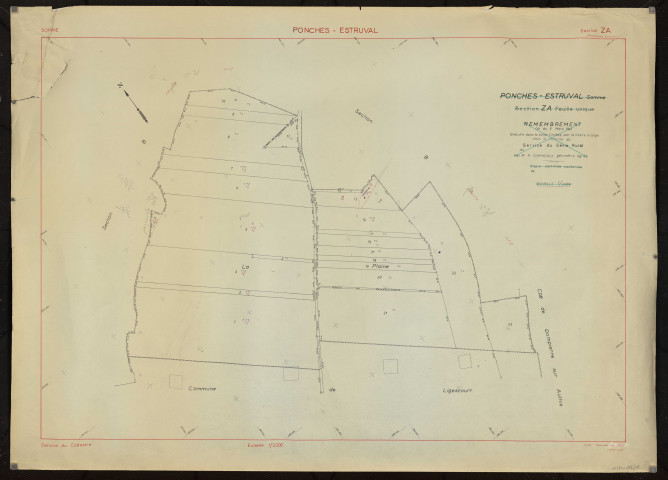 Plan du cadastre rénové - Ponches-Estruval : section ZA