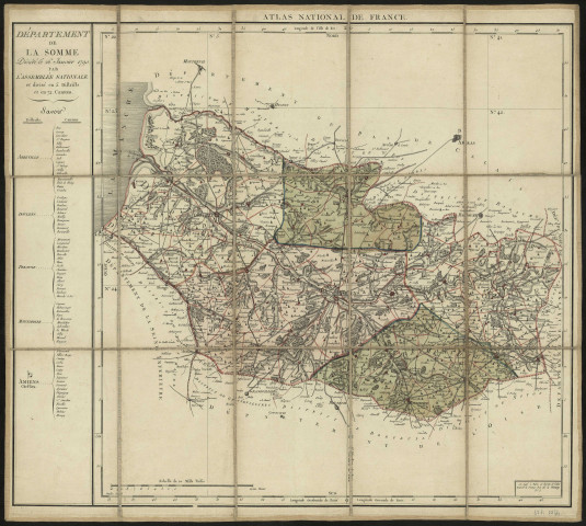 Atlas National de France. Département de la Somme. Décrété le 26 janvier 1790 par l'Assemblée Nationale et divisé en 5 districts et 72 cantons