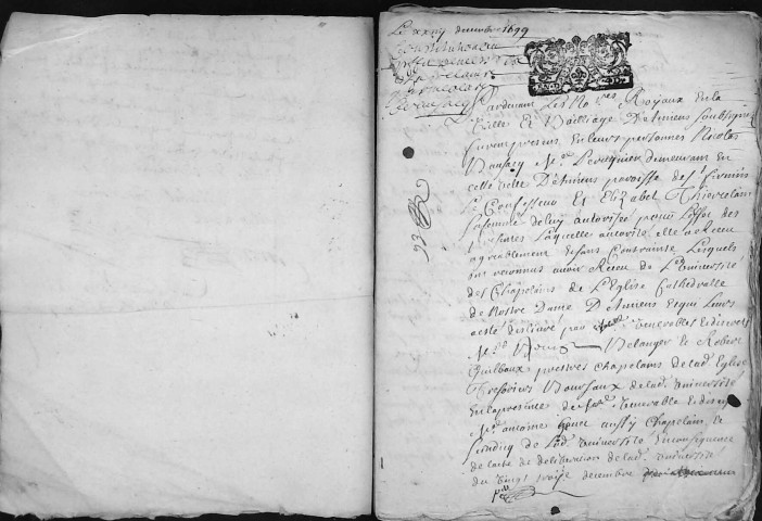 Etude de Me Henri Louette à Amiens (étude n°22). Minutes de l'année 1699