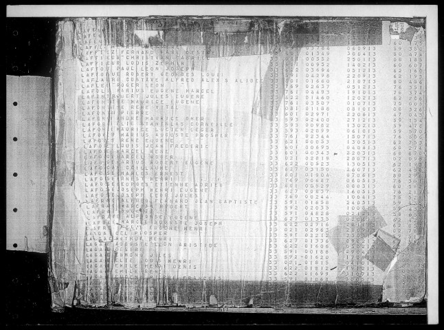 Table alphabétique du contingent 1933 - lettres L à O : bureaux de recrutement de la Deuxième Région Militaire (Départements du Nord, du Pas de Calais, de l'Aisne, de l'Oise, de la Somme, de l'Eure et de la Seine-Maritime)