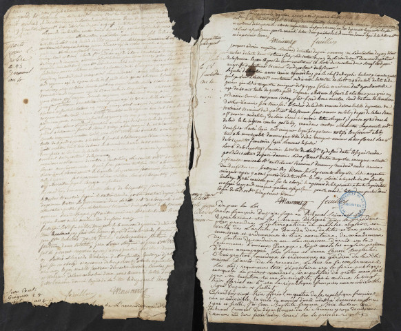 Maison de justice dite Conciergerie à Amiens. Registre d'écrou : 19 prairial an IV-29 floréal an IX Feuillets 21-183