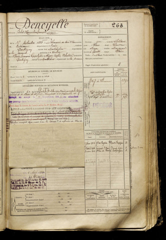 Denoyelle, Jules Maximilien François Constant, né le 15 septembre 1888 à Lachaussée-du-Bois-d'Écu (Oise), classe 1909, matricule n° 263, Bureau de recrutement de Péronne