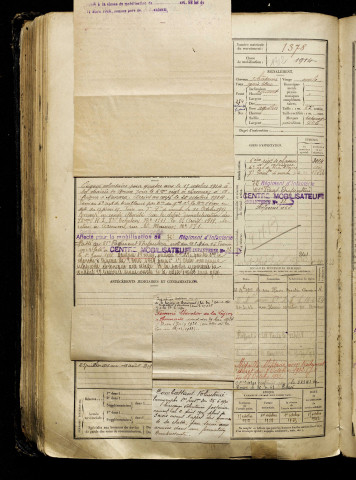 Leclerc, Clotaire Lucien, né le 14 février 1896 à Grisy-les-Plâtres (Yvelines), classe 1916, matricule n° 1378, Bureau de recrutement d'Amiens