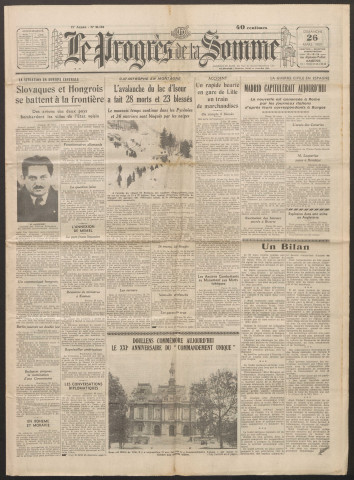 Le Progrès de la Somme, numéro 21736, 26 mars 1939
