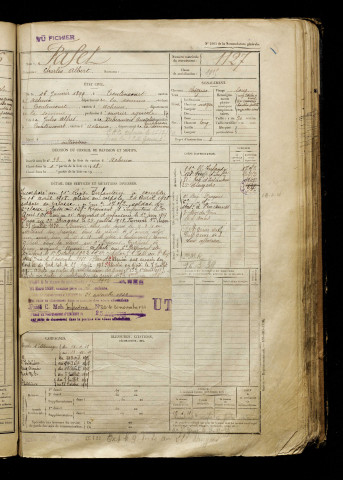 Fafet, Charles Albert, né le 16 janvier 1899 à Toutencourt (Somme), classe 1919, matricule n° 1127, Bureau de recrutement d'Abbeville