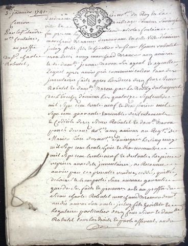 Etude de Me Firmin Magnier à Amiens (étude n°4). Minutes de l'année 1741