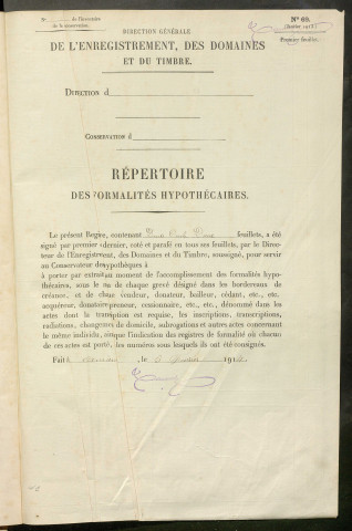 Répertoire des formalités hypothécaires, du 17/07/1856 au 08/12/1856, registre n° 163 (Péronne)