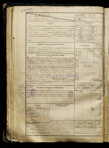 Aliote, Joseph Edouard, né le 08 mars 1897 à Amiens (Somme), classe 1917, matricule n° 678, Bureau de recrutement d'Amiens