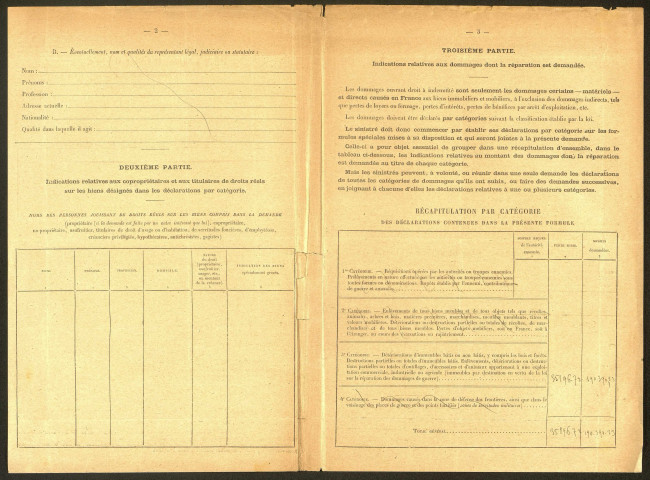 Bouchavesnes-Bergen. Demande d'indemnisation des dommages de guerre : dossier Saintot Louis