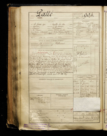 Patté, Victor, né le 20 février 1901 à Noyelles-sur-Mer (Somme), classe 1921, matricule n° 904, Bureau de recrutement d'Abbeville