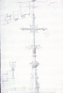 Révolution 1789. Projet d'oriflamme tricolore surmonté d'un bonnet phrygien devant se substituer à la croix de la flèche de la cathédrale, transformée en temple de la raison et de la vérité