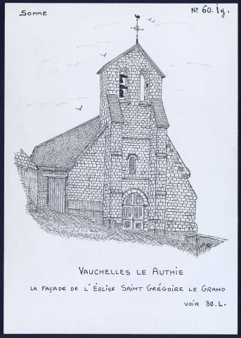 Vauchelles-lès-Authie : façade de l'église Saint-Grégoire le Grand - (Reproduction interdite sans autorisation - © Claude Piette)