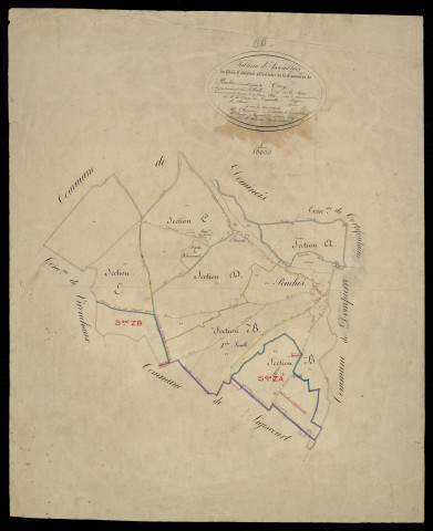 Plan du cadastre napoléonien - Ponches-Estruval : tableau d'assemblage