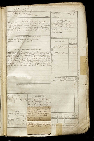 Wallet, Maurice, né le 13 décembre 1893 à Boulogne-sur-Mer (Pas-de-Calais), classe 1913, matricule n° 1138, Bureau de recrutement d'Abbeville