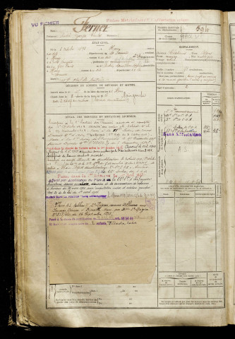 Fernet, André Georges Charles, né le 06 octobre 1893 à Ham (Somme), classe 1913, matricule n° 594, Bureau de recrutement de Péronne