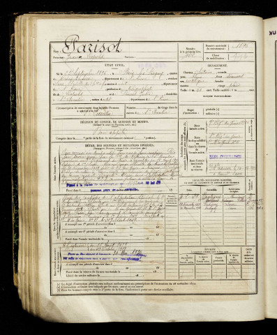 Parisot, Jean Léopold, né le 25 septembre 1896 à Bois-lès-Pargny (Aisne), classe 1916, matricule n° 1596, Bureau de recrutement d'Amiens