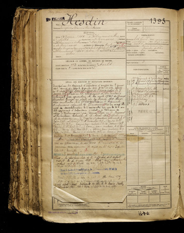 Hesdin, Eugène Henri Michel, né le 17 juin 1897 à Béthencourt-sur-Mer (Somme), classe 1917, matricule n° 1398, Bureau de recrutement d'Abbeville