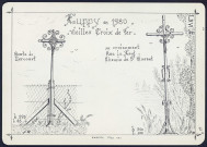 Huppy en 1980 : vieilles croix de fer, route de Liercourt et au croisement rue la haut-chemin Saint-Maxent - (Reproduction interdite sans autorisation - © Claude Piette)