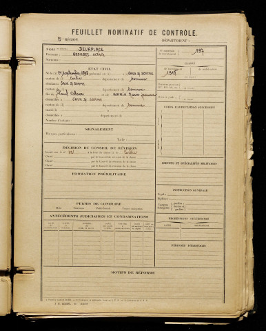 Delaplace, Georges Octave, né le 21 septembre 1898 à Vaux-sur-Somme (Somme), classe 1918, matricule n° 197, Bureau de recrutement d'Amiens