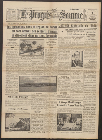 Le Progrès de la Somme, numéro 22140, 4 mai 1940