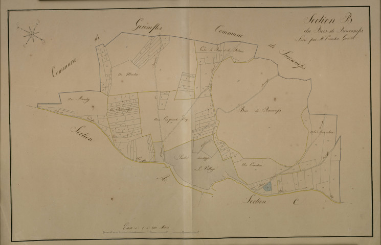 Plan du cadastre napoléonien - Brucamps : Bois de Brucamps (Le), B
