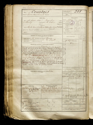 Courtois, Maurice Louis Laurent, né le 15 février 1899 à Hornoy-le-Bourg (Somme), classe 1919, matricule n° 208, Bureau de recrutement d'Amiens