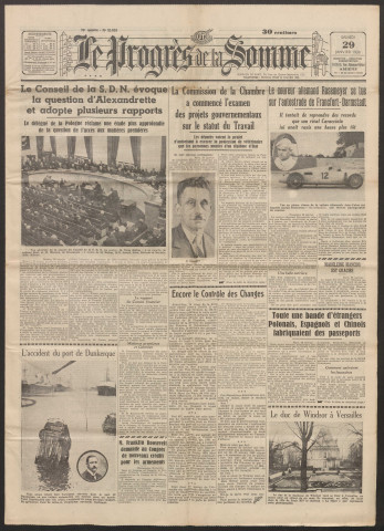 Le Progrès de la Somme, numéro 21323, 29 janvier 1938