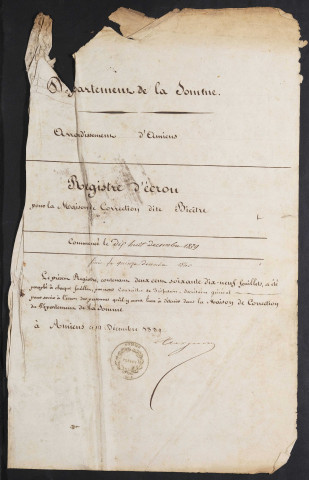 Maison de correction dite Bicêtre à Amiens. Registre d'écrou : numéros 4656 à 5492. 18 décembre 1839 - 13 décembre 1840