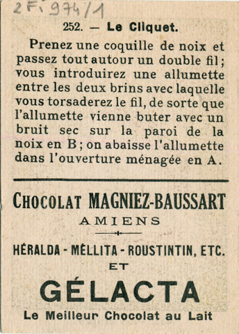 Chocolat Magniez-Baussart, Amiens. Image 252 : Le cliquet