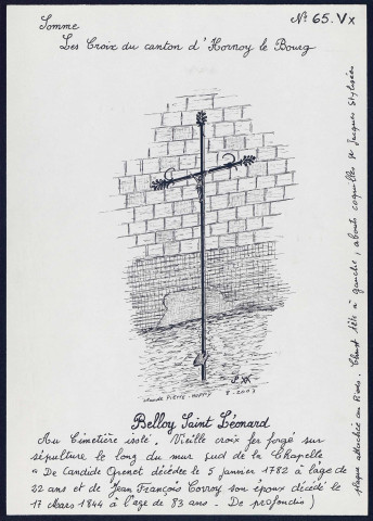 Belloy-Saint-Léonard : vieille croix en fer forgé au cimetière isolé - (Reproduction interdite sans autorisation - © Claude Piette)