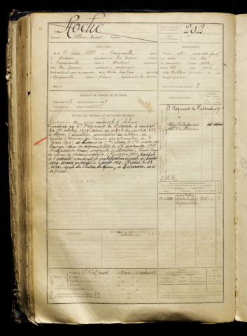 Roche, Albert Oscar, né le 11 février 1888 à Harponville (Somme), classe 1908, matricule n° 292, Bureau de recrutement d'Abbeville