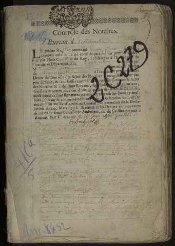 Contrôle des actes du bureau d'Airaines pour la période du 22 juin 1714 au 23 juin 1720