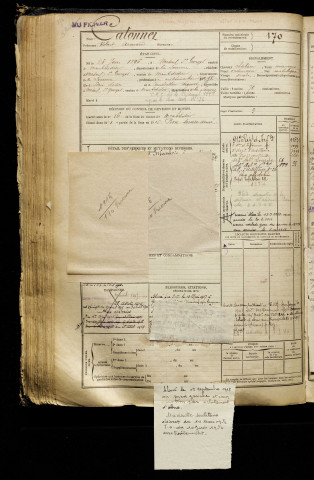 Catonnet, Robert Armand, né le 26 juin 1896 à Mesnil-Saint-Georges (Somme), classe 1916, matricule n° 170, Bureau de recrutement de Péronne