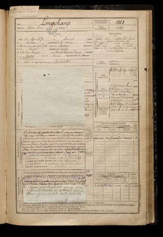 Lonchamp, Oscar Louis, né le 23 mars 1872 à Beauval (Somme), classe 1892, matricule n° 1383, Bureau de recrutement d'Amiens
