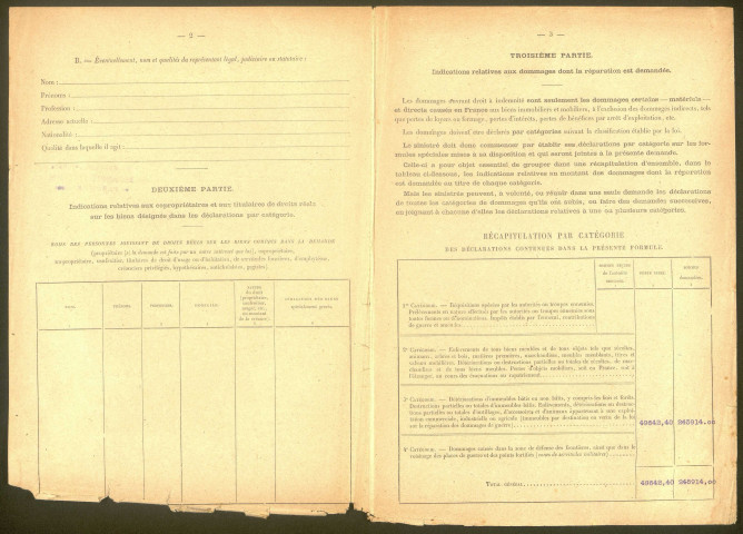 Cléry-sur-Somme. Demande d'indemnisation des dommages de guerre : dossier Monvoisin-Wagny