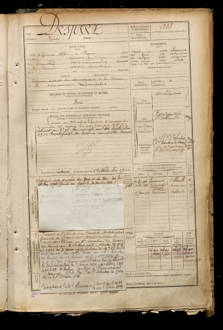 Desprez, Henri, né le 04 février 1876 à Paris (Paris), classe 1896, matricule n° 1228, Bureau de recrutement d'Abbeville